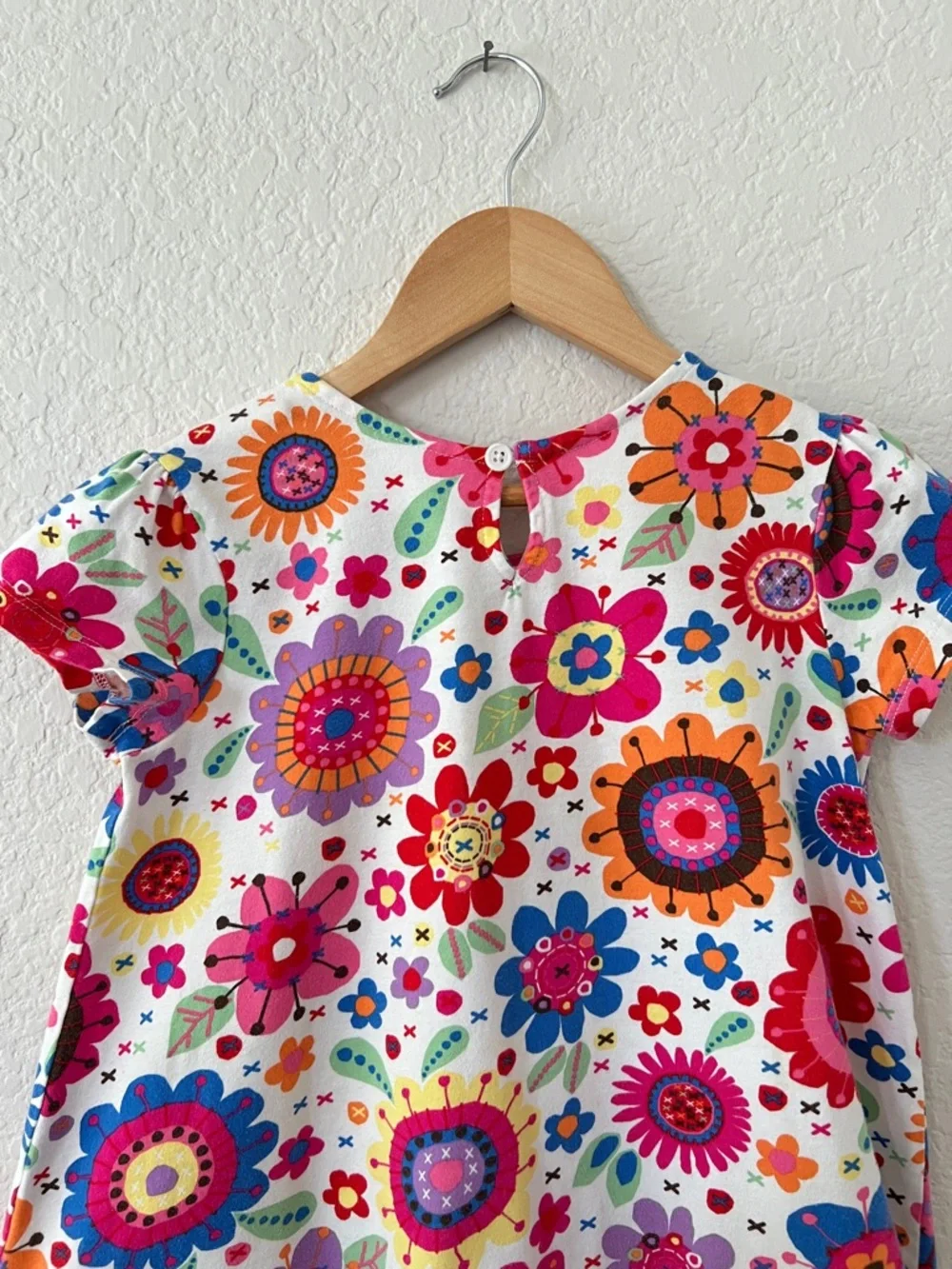 Hanna Andersson Dress Girls 6-7 Bright Floral Cotton A-Line Colorful